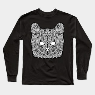 CAT HEAD WITH LINE ART DESIGN Long Sleeve T-Shirt